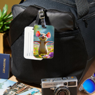 Fun and cute mouse with hula hoop, luggage tag