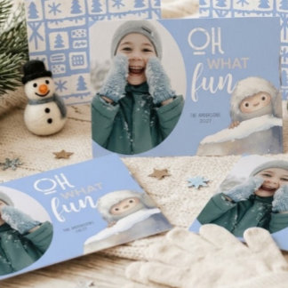 Fun and Cute Peeking Yeti Photo Holiday Card