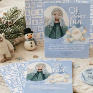 Fun and Cute Yeti Mountain Photo Holiday Card