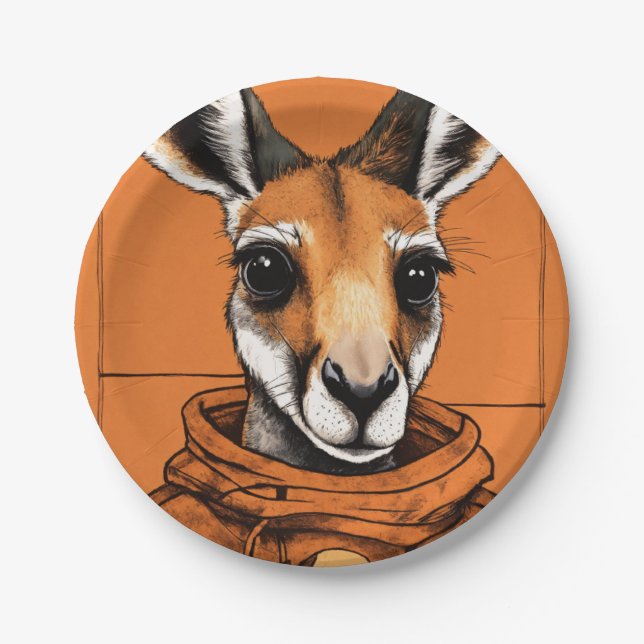 "Fun and Easy Kangaroo Print Design for Paper Plat Plates (Front)