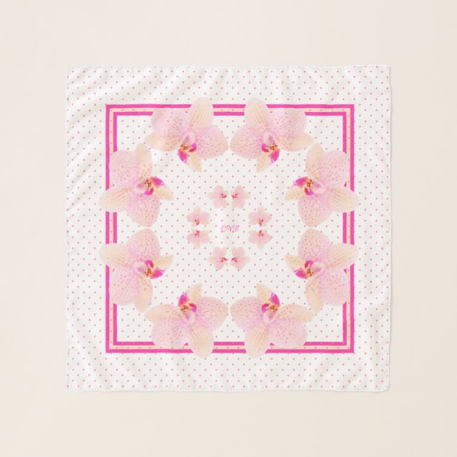 Fun and Elegant "Spots" Pink Orchid Chiffon Scarf (Front (Horizontal))