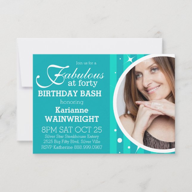 Fun and Fabulous Photo 40th Birthday Party Invitation (Front)
