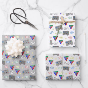 Fun and Fancy 3 System Gamer Wrapping Paper Sheets
