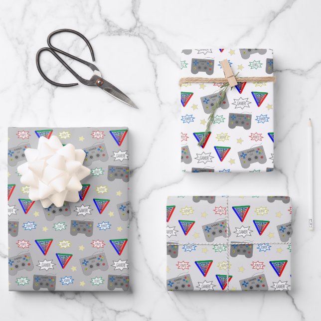Fun and Fancy 3 System Gamer Wrapping Paper Sheets (Front)