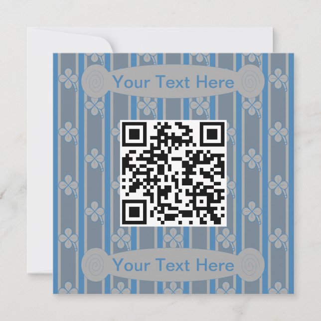 Fun and Fancy 4 Leaf Clover QR Code Invitation (Front)