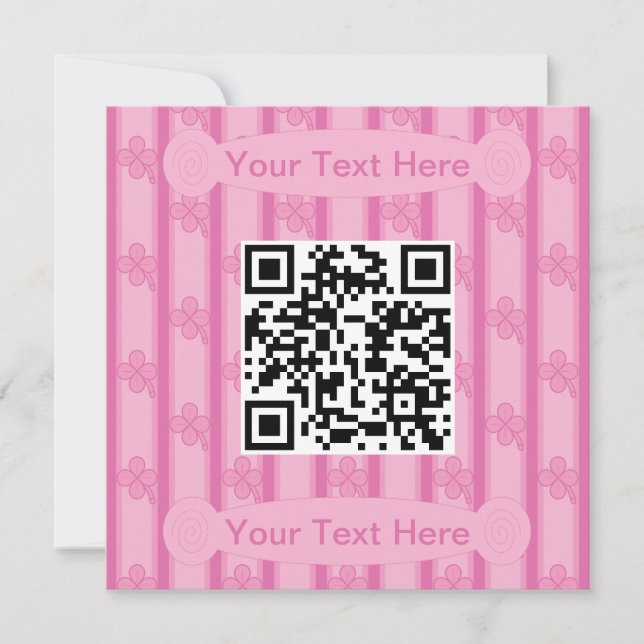 Fun and Fancy 4 Leaf Clover QR Code Invitation (Front)
