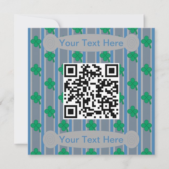 Fun and Fancy 4 Leaf Clover QR Code Invitation (Front)