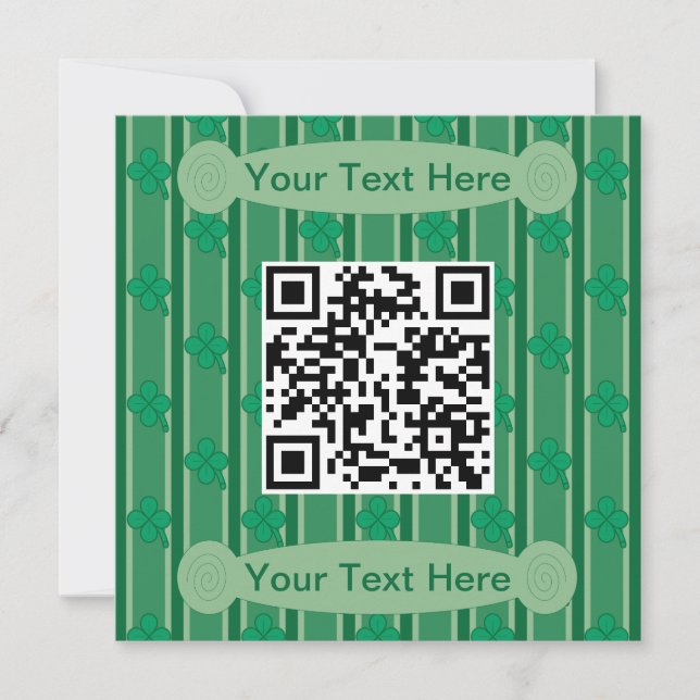 Fun and Fancy 4 Leaf Clover QR Code Invitation (Front)