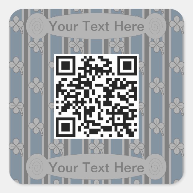 Fun and Fancy 4 Leaf Clover QR Code Square Sticker (Front)