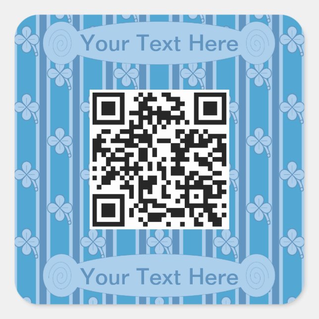 Fun and Fancy 4 Leaf Clover QR Code Square Sticker (Front)