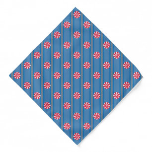 Fun and Fancy Blue Christmas Peppermint Candy Bandana