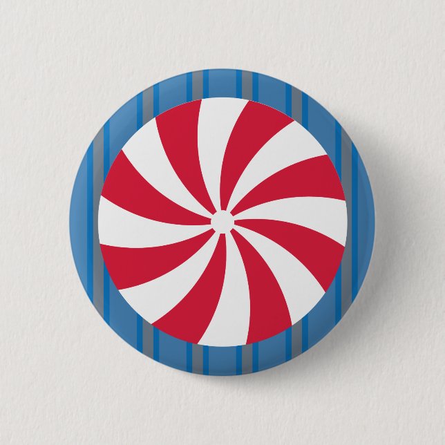 Fun and Fancy Blue Christmas Peppermint Candy Button (Front)