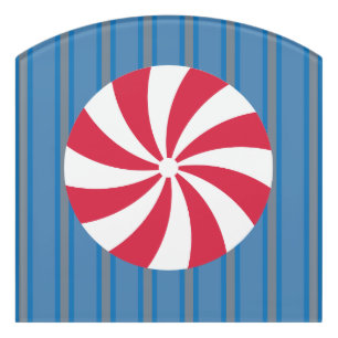 Fun and Fancy Blue Christmas Peppermint Candy Door Sign