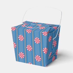 Fun and Fancy Blue Christmas Peppermint Candy Favor Boxes