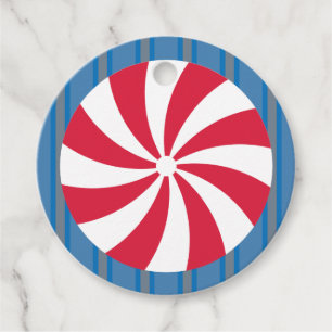 Fun and Fancy Blue Christmas Peppermint Candy Favor Tags