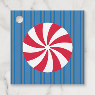 Fun and Fancy Blue Christmas Peppermint Candy Favor Tags
