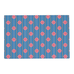 Fun and Fancy Blue Christmas Peppermint Candy Placemat