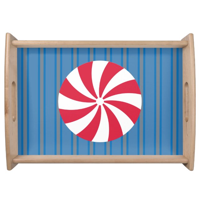 Fun and Fancy Blue Christmas Peppermint Candy Serving Tray (Front)