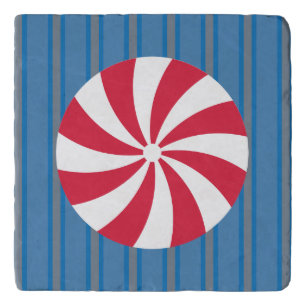 Fun and Fancy Blue Christmas Peppermint Candy Trivet