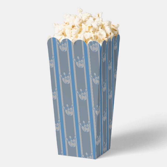 Fun and Fancy Blue Gray Bowling  Popcorn Favor Boxes (Popped)