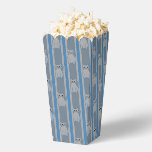 Fun and Fancy Blue Gray Kitty Popcorn Favor Boxes