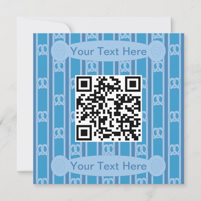 Fun and Fancy Blue Pretzel QR Invitation (Front)