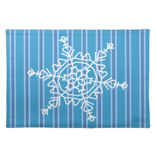 Fun and Fancy Blue Snowflake Cloth Placemat