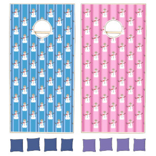 Fun and Fancy Blue Snowman Detective Cornhole Set