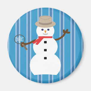 Fun and Fancy Blue Snowman Detective Magnet