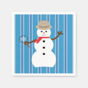 Fun and Fancy Blue Snowman Detective Napkins
