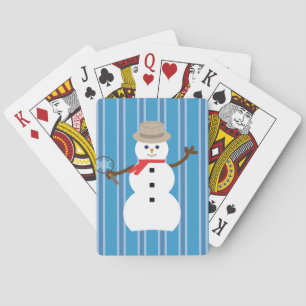 Fun and Fancy Blue Snowman Detective Poker Cards