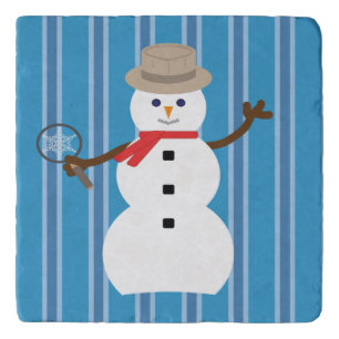 Fun and Fancy Blue Snowman Detective Trivet