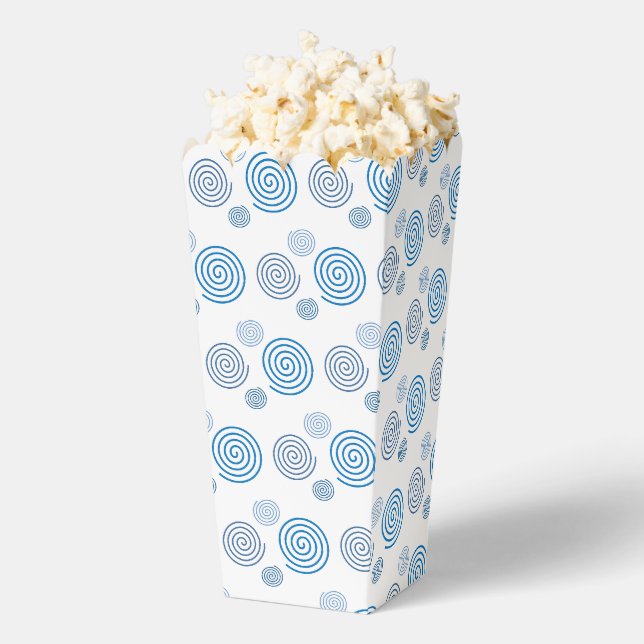 Fun and Fancy Blue Spirals Popcorn Favor Boxes (Popped)