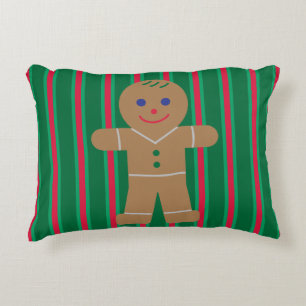 Fun and Fancy Christmas Gingerbread Man Accent Pillow