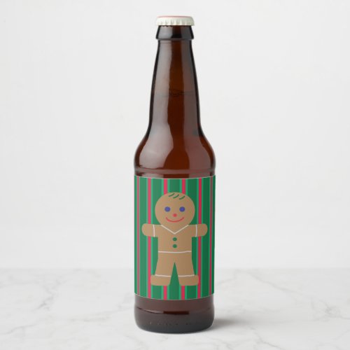 Fun and Fancy Christmas Gingerbread Man Beer Bottle Label