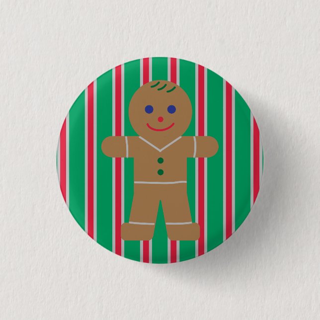 Fun and Fancy Christmas Gingerbread Man Button (Front)