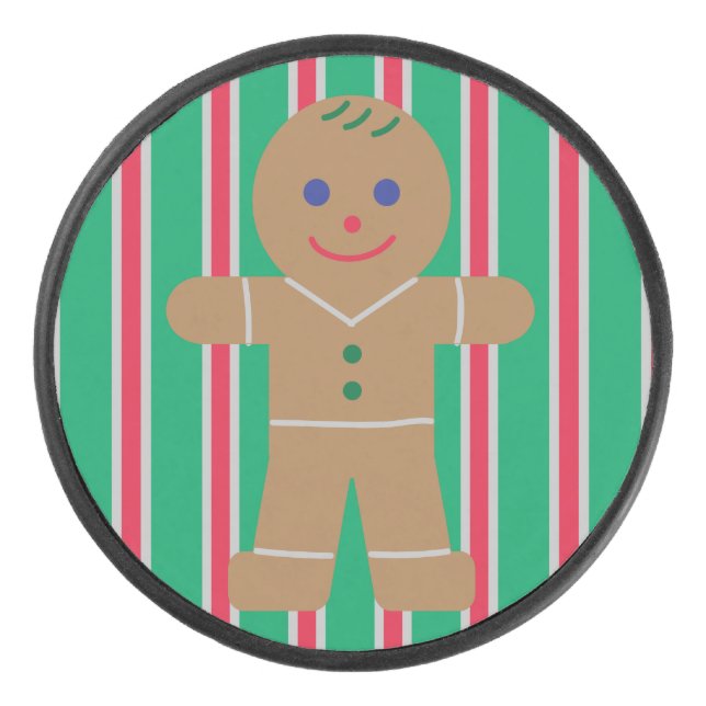 Fun and Fancy Christmas Gingerbread Man Hockey Puck (Front)