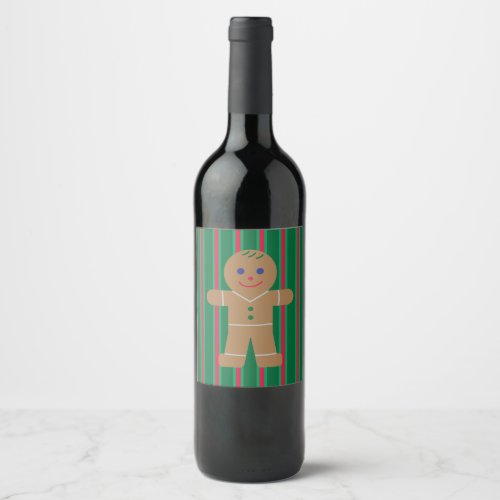Fun and Fancy Christmas Gingerbread Man Wine Label