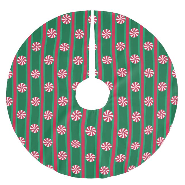 Fun and Fancy Christmas Peppermint Candy Brushed Polyester Tree Skirt (Front)