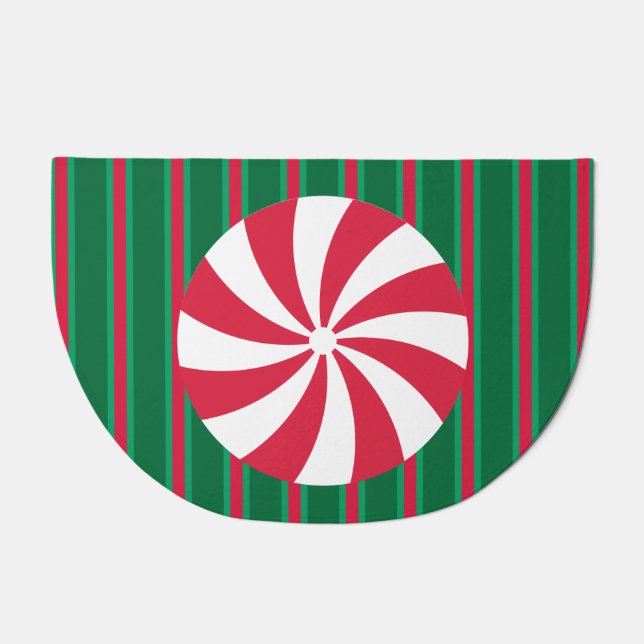 Fun and Fancy Christmas Peppermint Candy Doormat (Front)