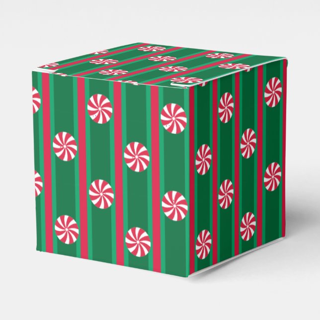 Fun and Fancy Christmas Peppermint Candy Favor Boxes (Front Side)