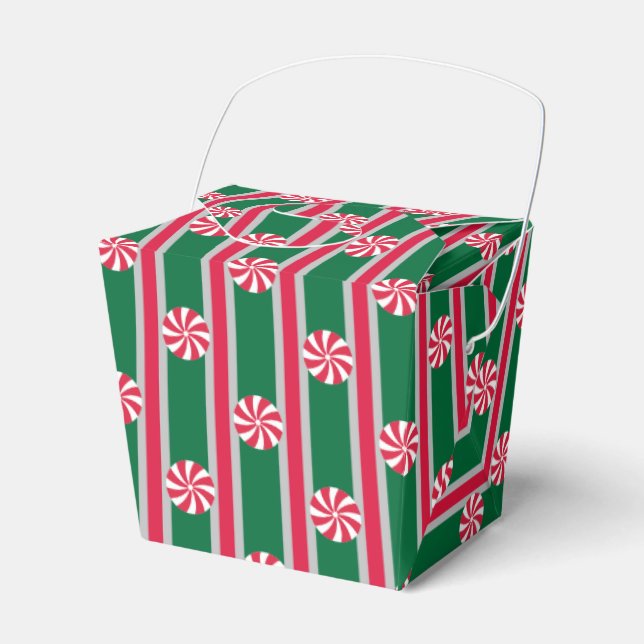 Fun and Fancy Christmas Peppermint Candy Favor Boxes (Front Side)