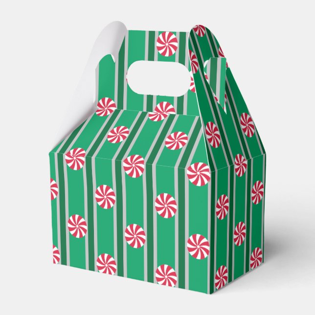 Fun and Fancy Christmas Peppermint Candy Favor Boxes (Front Side)