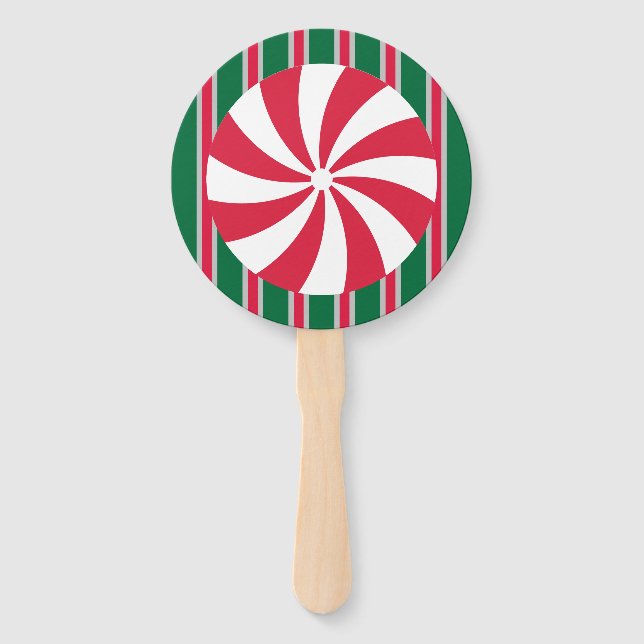 Fun and Fancy Christmas Peppermint Candy Hand Fan (Front)