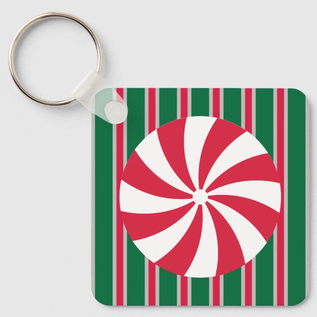 Fun and Fancy Christmas Peppermint Candy Keychain (Front)