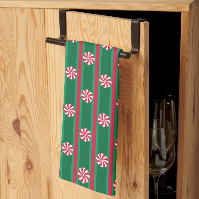 Fun and Fancy Christmas Peppermint Candy Kitchen Towel (Thirds Fold)