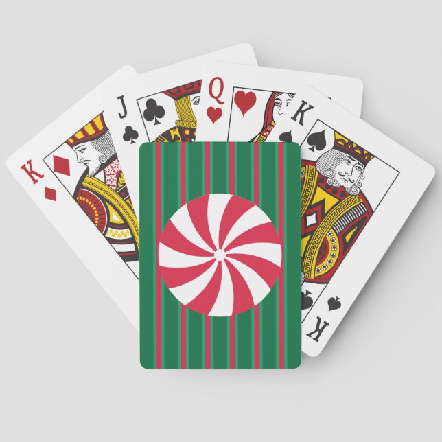 Fun and Fancy Christmas Peppermint Candy Poker Cards (Back)
