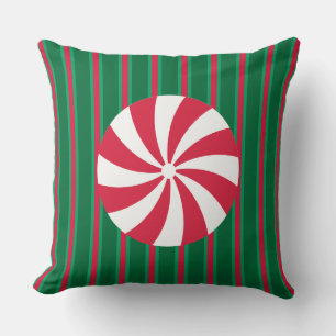 Fun and Fancy Christmas Peppermint Candy Throw Pillow