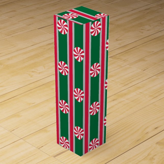 Fun and Fancy Christmas Peppermint Candy Wine Box (Front)