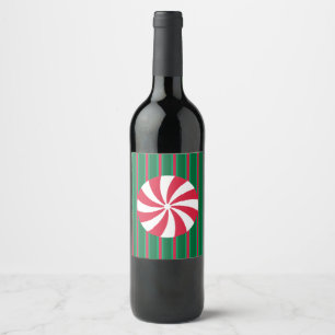 Fun and Fancy Christmas Peppermint Candy Wine Label